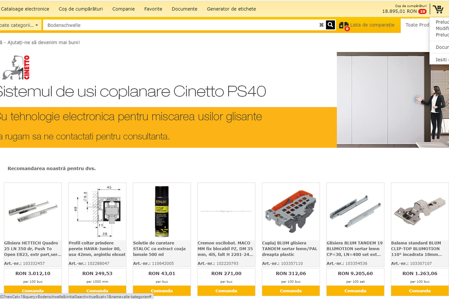 Webshop modficare profil