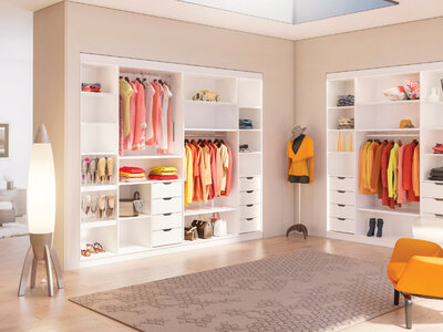 Demontabil Lamello Cabineo Dressing cu polite imbinate cu demontabilul Lamello Cabineo