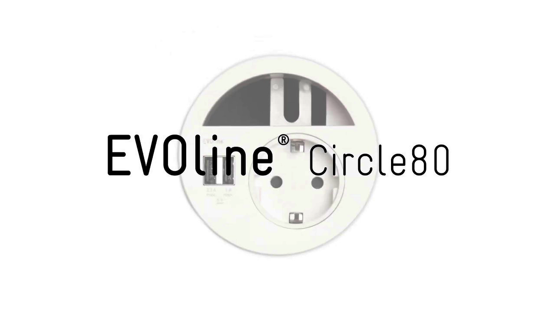 Prezentarea prizei EVOline Circle80 cu diferite prize si culori