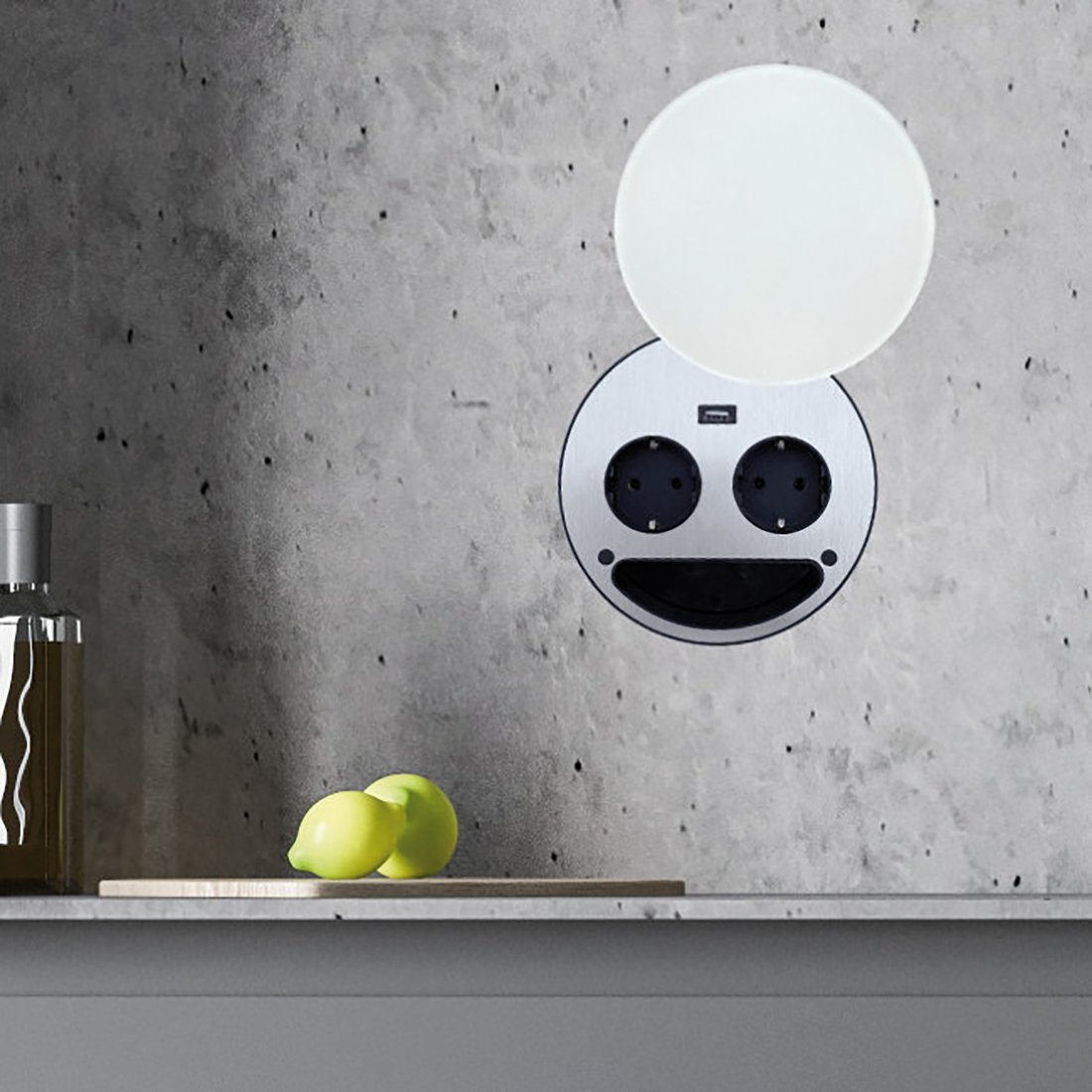 Priza incorporabila Wipo Smile in perete cu incarcator USB si capac alb