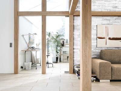 Usi din sticla ce despart livingul de birou