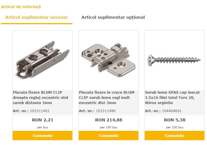 Articole suplimentare necesare si optionale