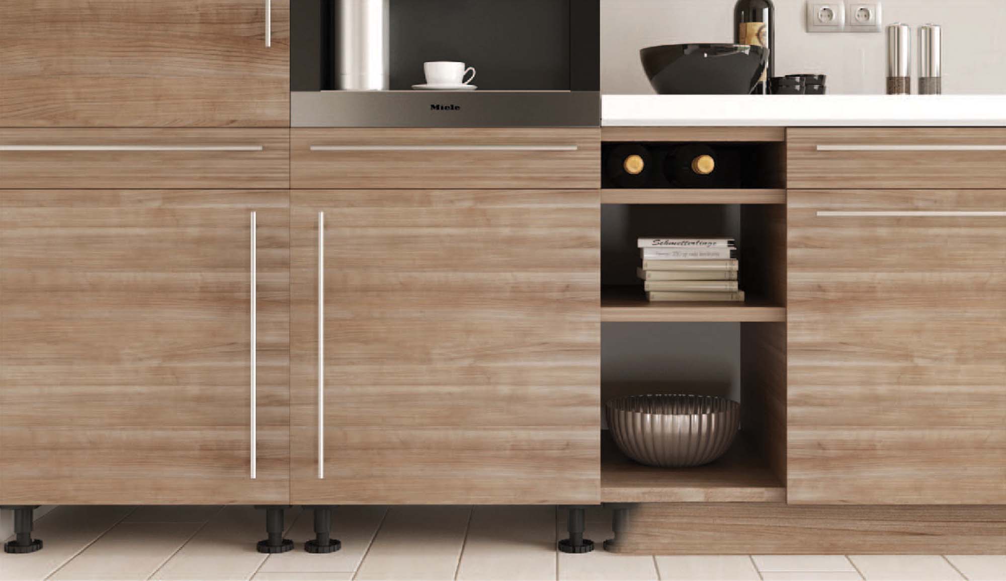 Mobilier bucatarie cu picioare reglabile Hettich Korrekt