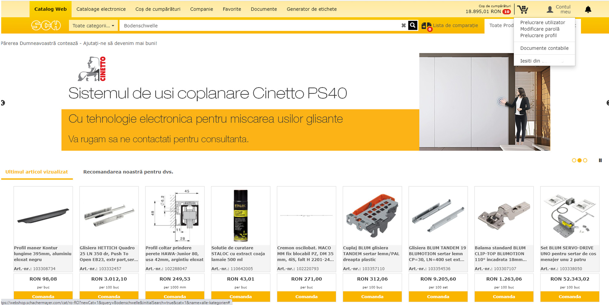 Webshop modficare profil